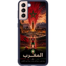 Coque Samsung Galaxy S21+ 5G - Silicone rigide noir Football Maroc splash 2026
