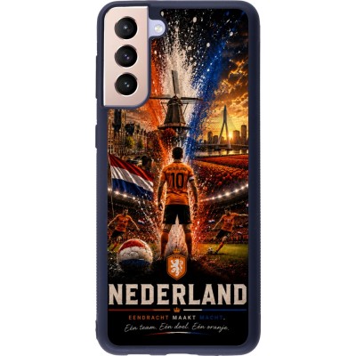 Coque Samsung Galaxy S21+ 5G - Silicone rigide noir Football Pays-Bas splash 2026