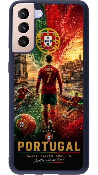 Coque Samsung Galaxy S21+ 5G - Silicone rigide noir Football Portugal splash 2026