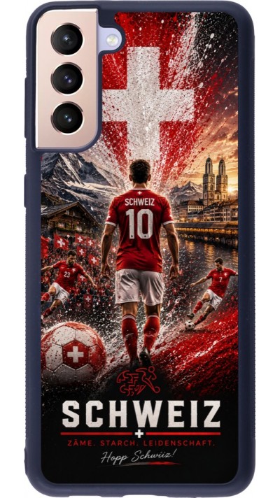 Coque Samsung Galaxy S21+ 5G - Silicone rigide noir Football Schweiz splash 2026