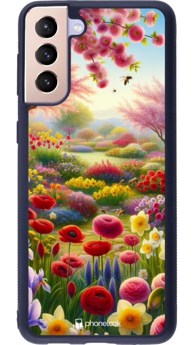 Coque Samsung Galaxy S21+ 5G - Silicone rigide noir Spring 25 Bouquet printemps