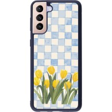 Coque Samsung Galaxy S21+ 5G - Silicone rigide noir Blue vichy tulips 2026