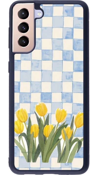Coque Samsung Galaxy S21+ 5G - Silicone rigide noir Blue vichy tulips 2026