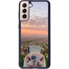 Coque Samsung Galaxy S21+ 5G - Silicone rigide noir Cow with tulips 2026