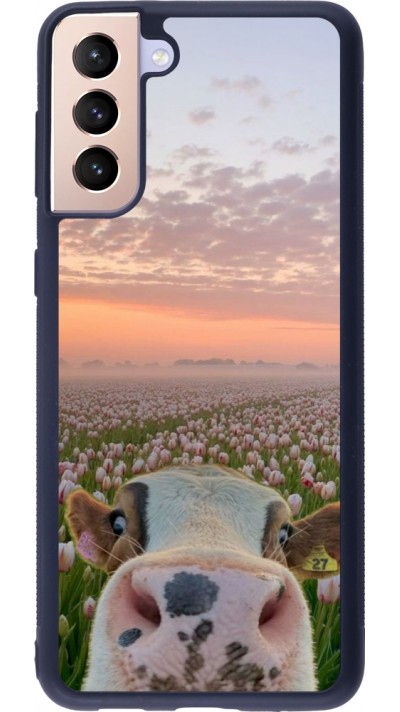 Coque Samsung Galaxy S21+ 5G - Silicone rigide noir Cow with tulips 2026