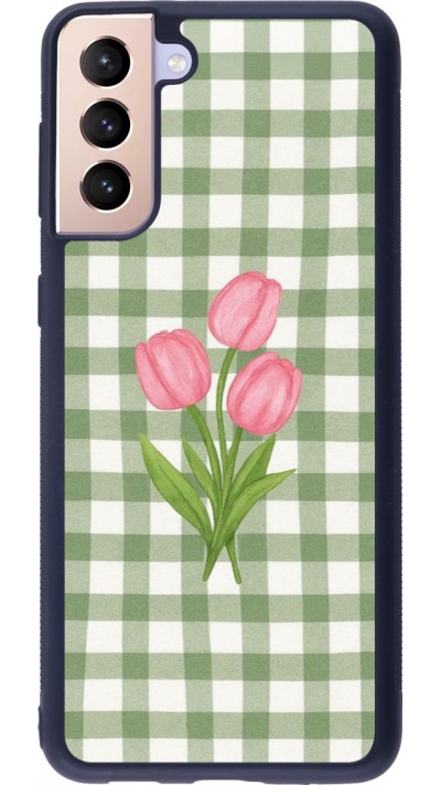 Coque Samsung Galaxy S21+ 5G - Silicone rigide noir Green vichy tulips 2026