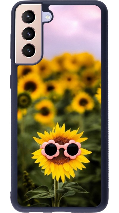 Coque Samsung Galaxy S21+ 5G - Silicone rigide noir Sunflower with glasses 2026