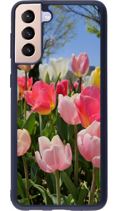 Coque Samsung Galaxy S21+ 5G - Silicone rigide noir Tulips 2026