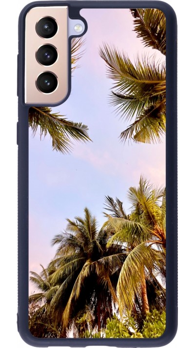 Coque Samsung Galaxy S21+ 5G - Silicone rigide noir Summer 2023 palm tree vibe