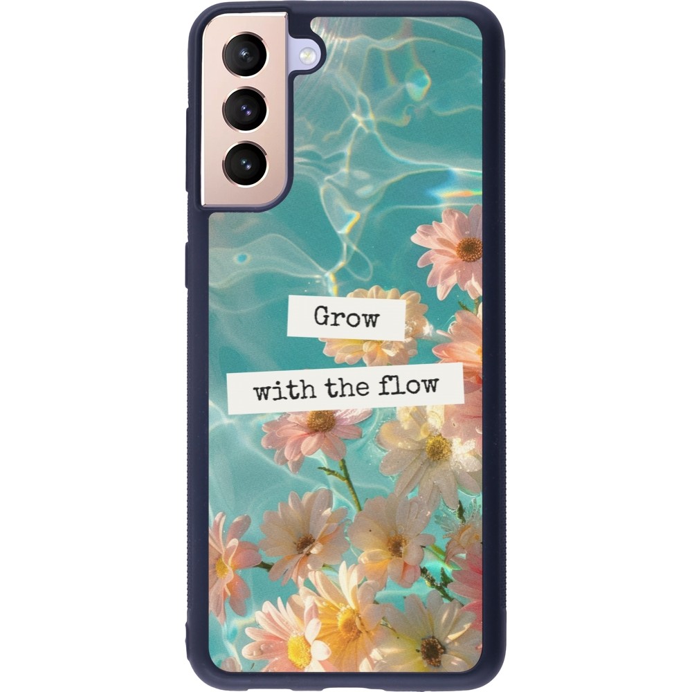 Samsung Galaxy S21+ 5G Case Hülle - Silikon schwarz Summer 2025 Grow with the flow