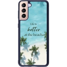 Coque Samsung Galaxy S21+ 5G - Silicone rigide noir Summer 2025 Life is better at the beach