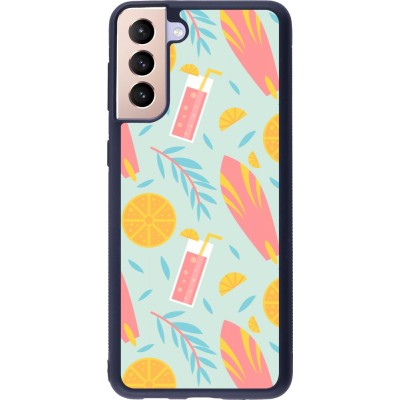 Coque Samsung Galaxy S21+ 5G - Silicone rigide noir Summer 2025 Pattern citron