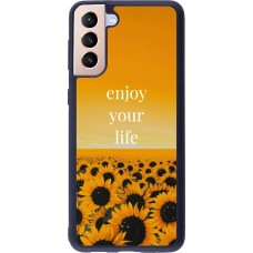 Coque Samsung Galaxy S21+ 5G - Silicone rigide noir Summer 2026 Enjoy your life