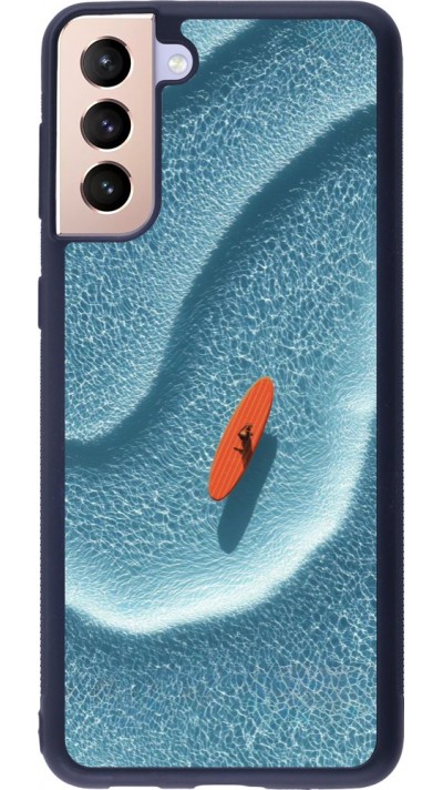 Coque Samsung Galaxy S21+ 5G - Silicone rigide noir Orange surf Summer 2026