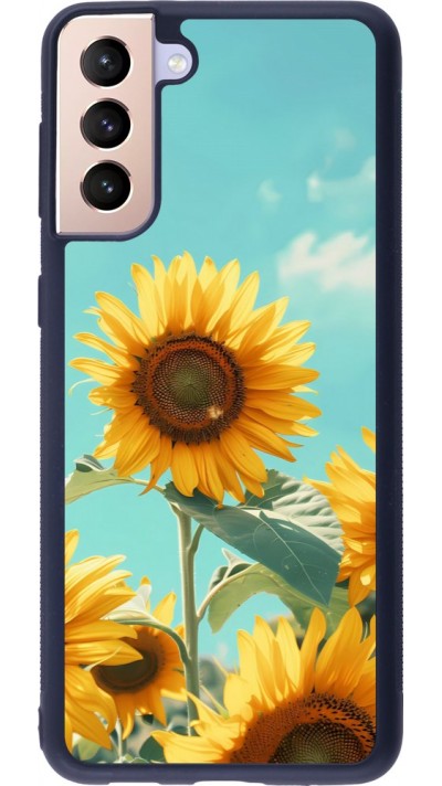 Coque Samsung Galaxy S21+ 5G - Silicone rigide noir Sunflowers Summer 2026