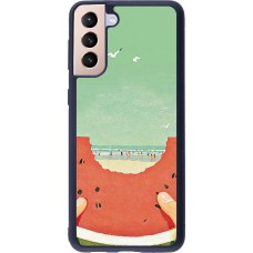 Coque Samsung Galaxy S21+ 5G - Silicone rigide noir Views through a watermelon Summer 2026