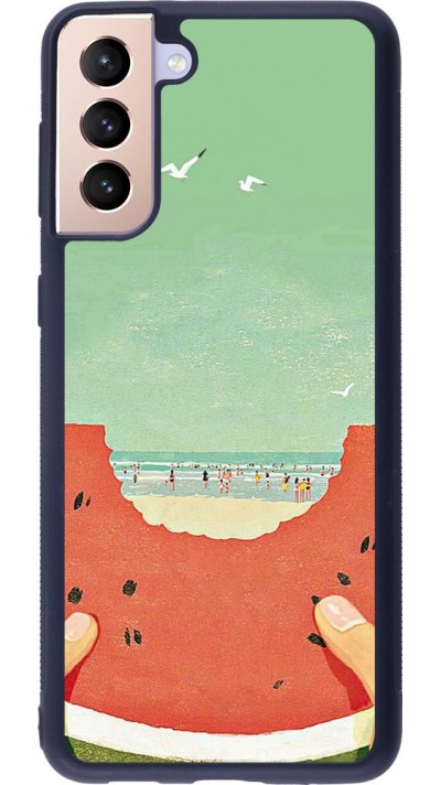 Coque Samsung Galaxy S21+ 5G - Silicone rigide noir Views through a watermelon Summer 2026