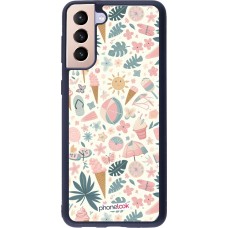 Coque Samsung Galaxy S21+ 5G - Silicone rigide noir Summer Pink Pattern