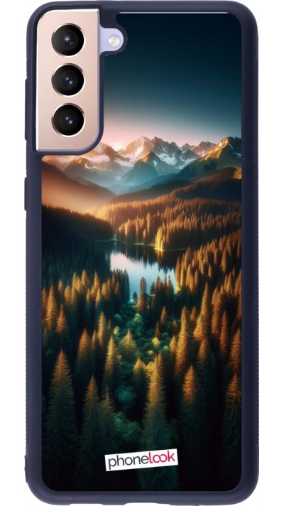 Coque Samsung Galaxy S21+ 5G - Silicone rigide noir Sunset Forest Lake