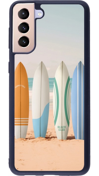 Coque Samsung Galaxy S21+ 5G - Silicone rigide noir Summer surfboard 2025