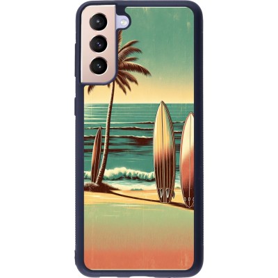 Coque Samsung Galaxy S21+ 5G - Silicone rigide noir Surf Paradise