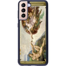 Coque Samsung Galaxy S21+ 5G - Silicone rigide noir Tableau art - La Création d’Adam - Michel-Ange