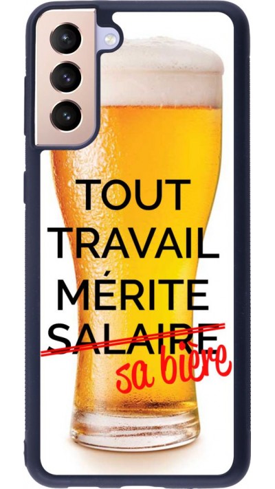 Coque Samsung Galaxy S21+ 5G - Silicone rigide noir Tout travail mérite sa bière