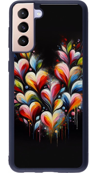 Samsung Galaxy S21+ 5G Case Hülle - Silikon schwarz Valentin 2024 Schwarzes Herz Abstrakt