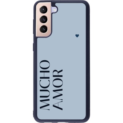 Coque Samsung Galaxy S21+ 5G - Silicone rigide noir Valentine 2024 mucho amor azul