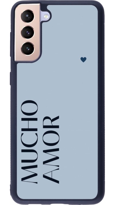 Samsung Galaxy S21+ 5G Case Hülle - Silikon schwarz Valentine 2024 mucho amor azul