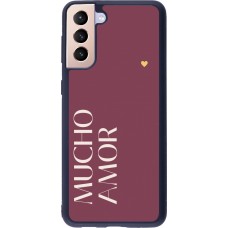 Coque Samsung Galaxy S21+ 5G - Silicone rigide noir Valentine 2024 mucho amor rosado