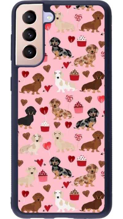 Samsung Galaxy S21+ 5G Case Hülle - Silikon schwarz Valentine 2024 puppy love