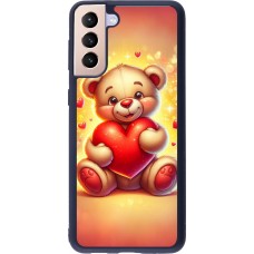 Coque Samsung Galaxy S21+ 5G - Silicone rigide noir Valentine 2024 Teddy love