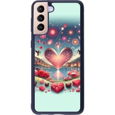 Coque Samsung Galaxy S21+ 5G - Silicone rigide noir Valentine 2025 Chic