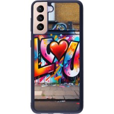 Coque Samsung Galaxy S21+ 5G - Silicone rigide noir Valentine 2025 Love U Tag