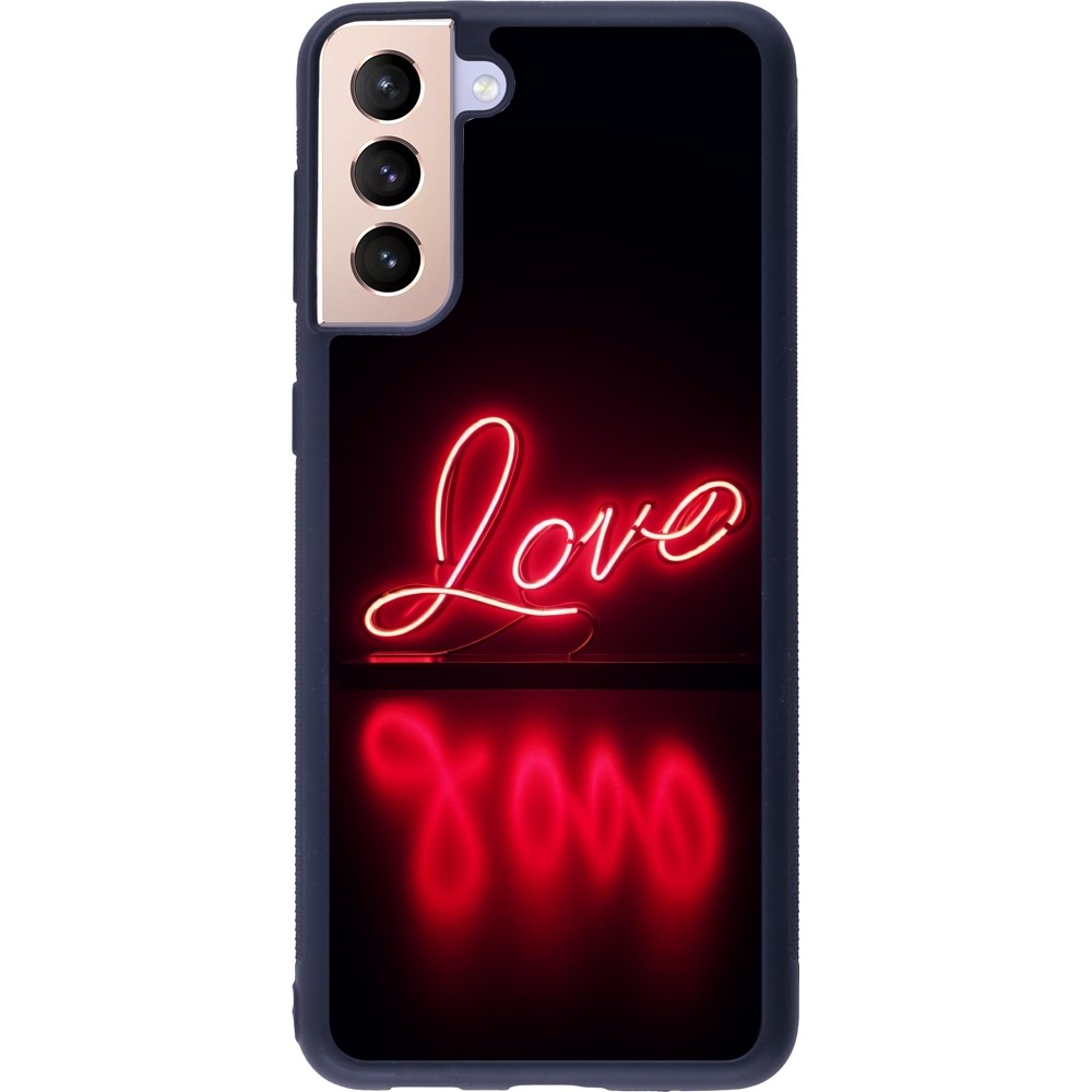 Samsung Galaxy S21+ 5G Case Hülle - Silikon schwarz Valentine 2025 Neon Liebe
