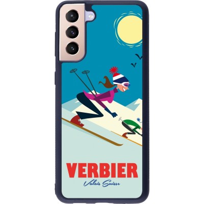 Coque Samsung Galaxy S21+ 5G - Silicone rigide noir Verbier Ski Downhill