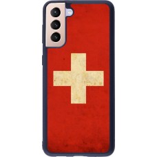 Coque Samsung Galaxy S21+ 5G - Silicone rigide noir Vintage Flag SWISS