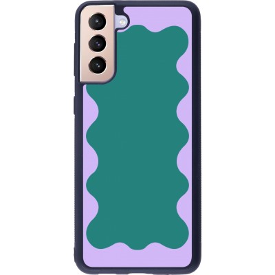 Coque Samsung Galaxy S21+ 5G - Silicone rigide noir Wavy Rectangle Green Purple