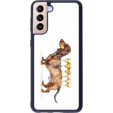 Coque Samsung Galaxy S21+ 5G - Silicone rigide noir Wine Teckel