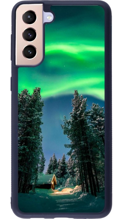 Coque Samsung Galaxy S21+ 5G - Silicone rigide noir Winter 22 Northern Lights