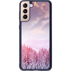 Coque Samsung Galaxy S21+ 5G - Silicone rigide noir Winter 22 Pink Forest