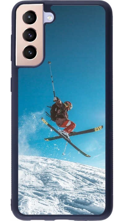 Coque Samsung Galaxy S21+ 5G - Silicone rigide noir Winter 22 Ski Jump