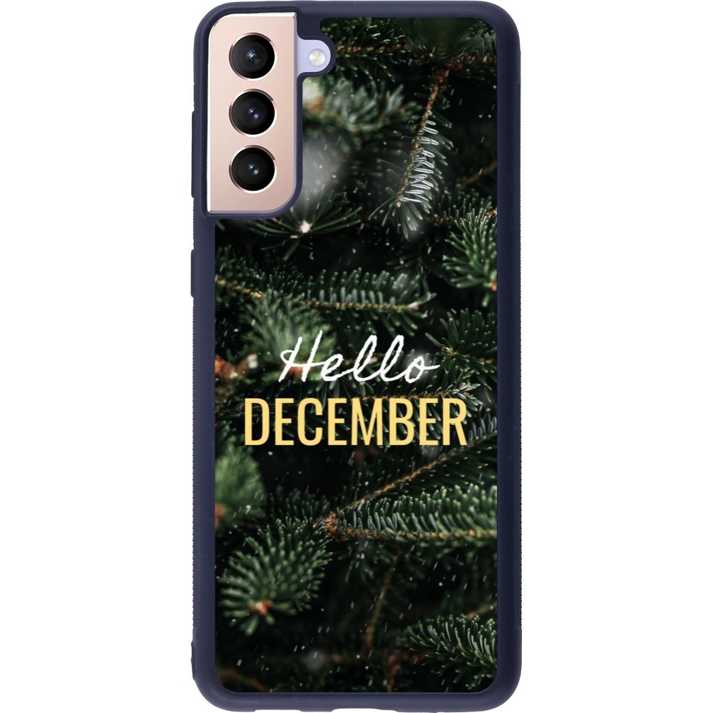 Coque Samsung Galaxy S21+ 5G - Silicone rigide noir Winter 25 Winter hello december