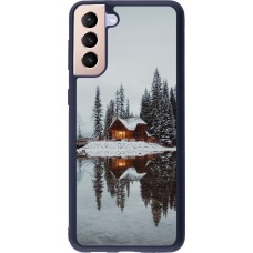 Coque Samsung Galaxy S21+ 5G - Silicone rigide noir Winter 25 Winter house forest afternoon