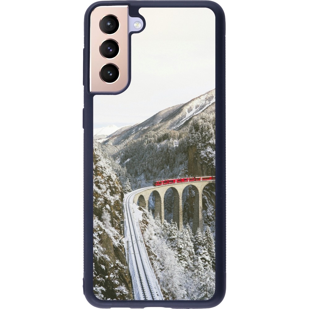 Coque Samsung Galaxy S21+ 5G - Silicone rigide noir Winter 25 Winter polar express