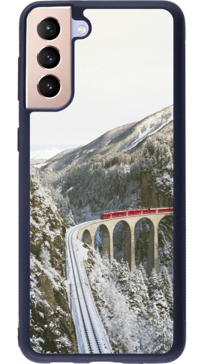 Coque Samsung Galaxy S21+ 5G - Silicone rigide noir Winter 25 Winter polar express