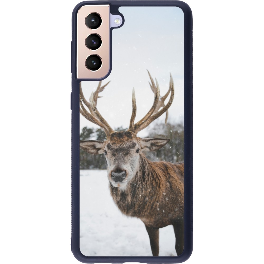 Coque Samsung Galaxy S21+ 5G - Silicone rigide noir Winter 25 Winter reindeer