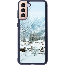 Coque Samsung Galaxy S21+ 5G - Silicone rigide noir Winter 25 Winter snowy landscape