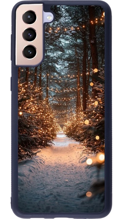 Coque Samsung Galaxy S21+ 5G - Silicone rigide noir Winter 25 Winter snowy road